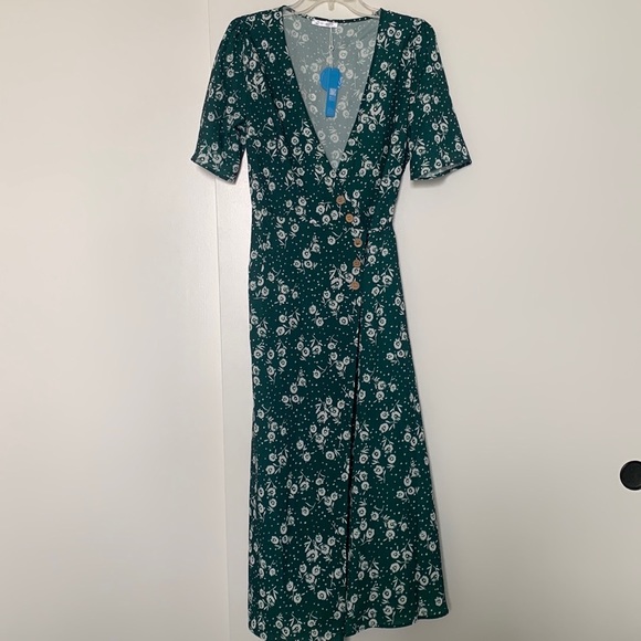 NWT Green flower print wrap dress - Picture 1 of 7